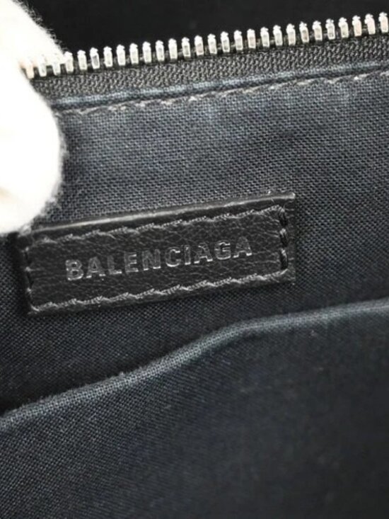 BALENCIAGA Logo Everyday Backpack Adjustable Strap Leather Blue Italy 12ZA253